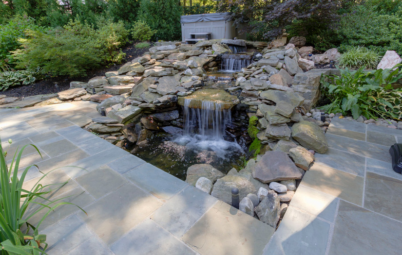 Custom Luxury Pond With Small Stepped Waterfall | Tulacro Development