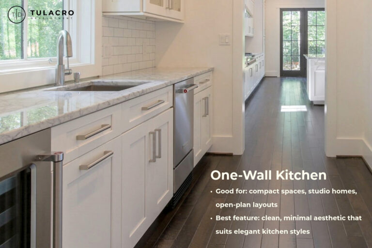 Custom One-Wall Kitchen built by Tulacro Development