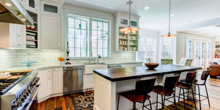 Custom Under Cabinet and Dangling Lighting in Open Kitchen with Kitchen Island | Tulacro Development | Luxury Custom Built Homes | Bethesda, MD | Montgomery County