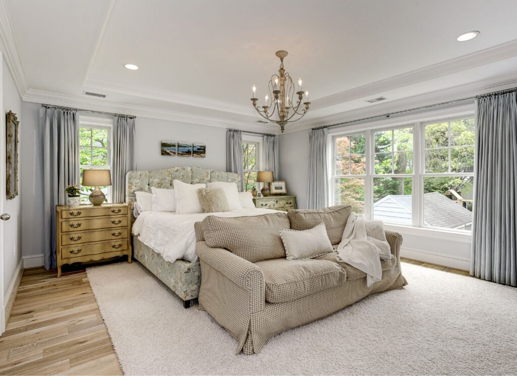 Light Gray Color Palette in Master Bedroom | Tulacro Development | Luxury Custom Home Builders | Bethesda, MD | Montgomery County