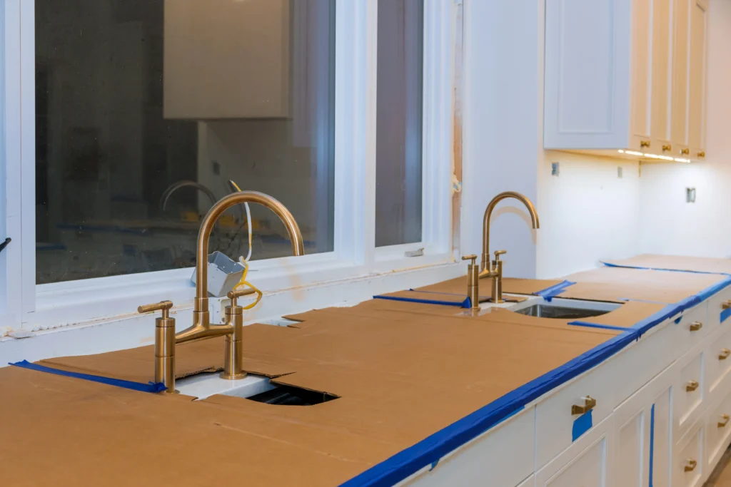 a under process kitchen countertop painting process