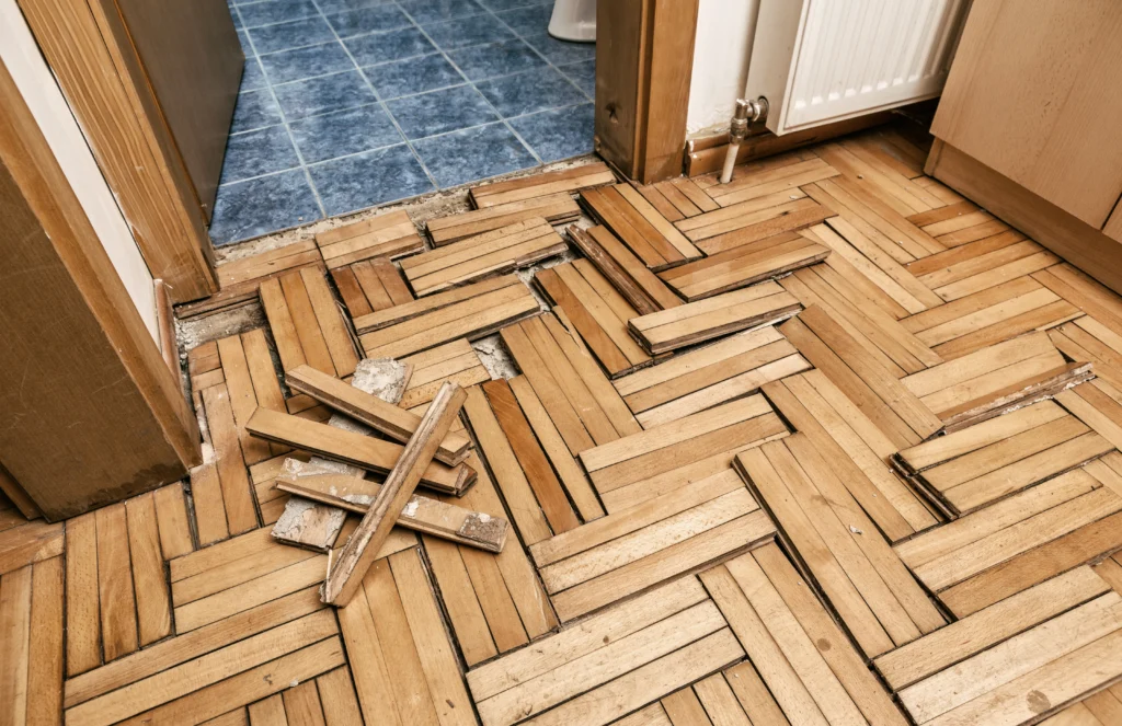 An uneven Wooden Flooring